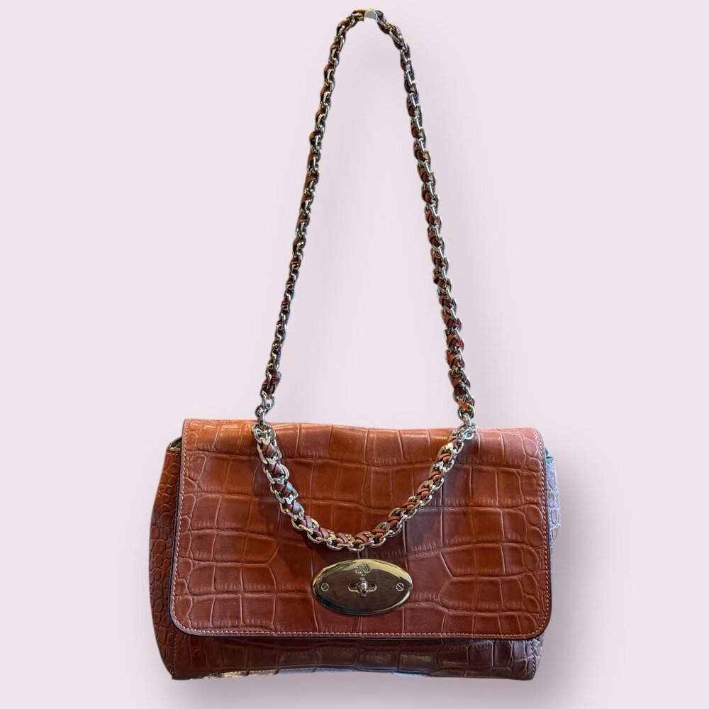 Authentic Mulberry Croc Embossed Lily Chain Bag – Cognac Brown Leather - Picture 2 of 8